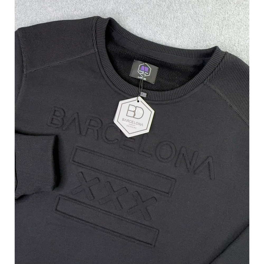 NEW Barcelona Designs Crewneck Sweartshirt Size Large Monochrome Black‎ Designer
